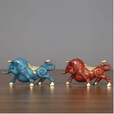 Colored Copper Pioneering Cow Ornament